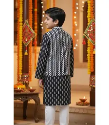 black printed kurta