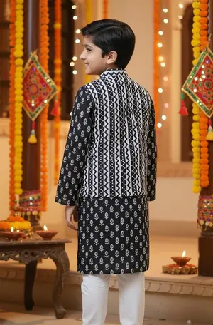 black printed kurta